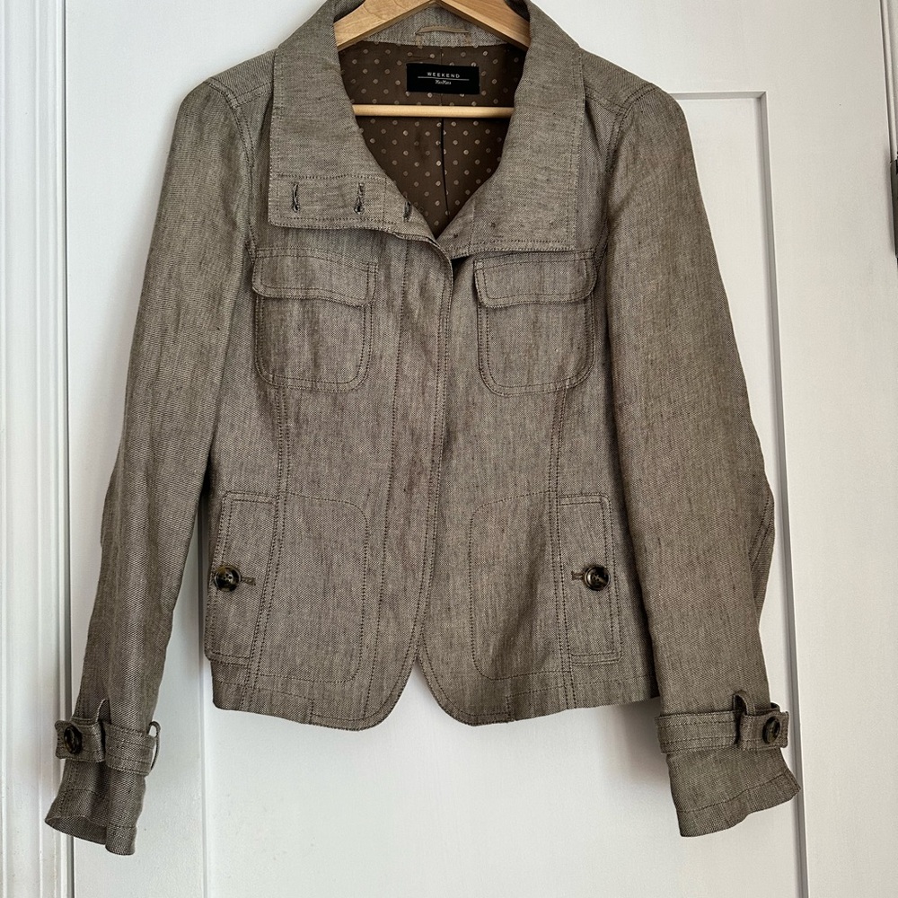 Max Mara Weekend Casual Linen Short Trench Style Jacket Size M